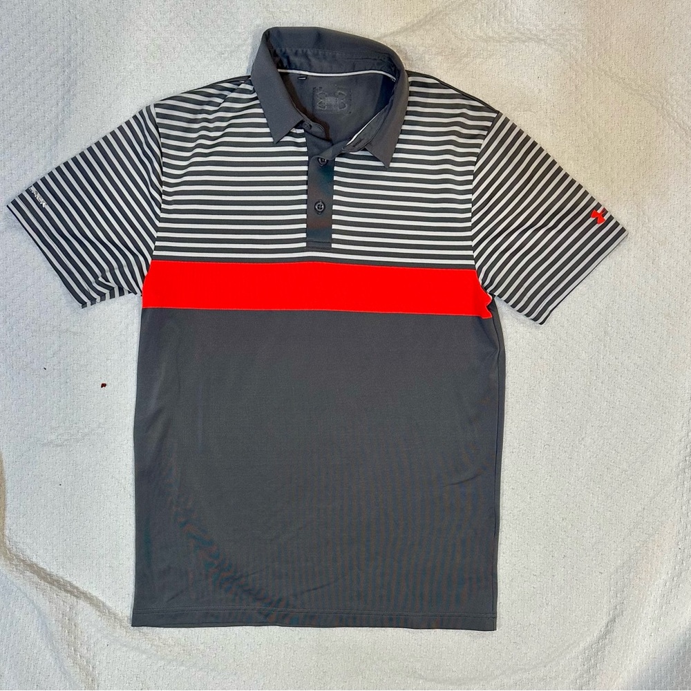 Under Armour Men's Polo Shirt - Gray and Red